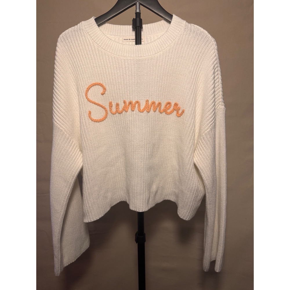 Moon & Madison XL Summer Sweater Cream Orange Embroidered Approx MSRP $78